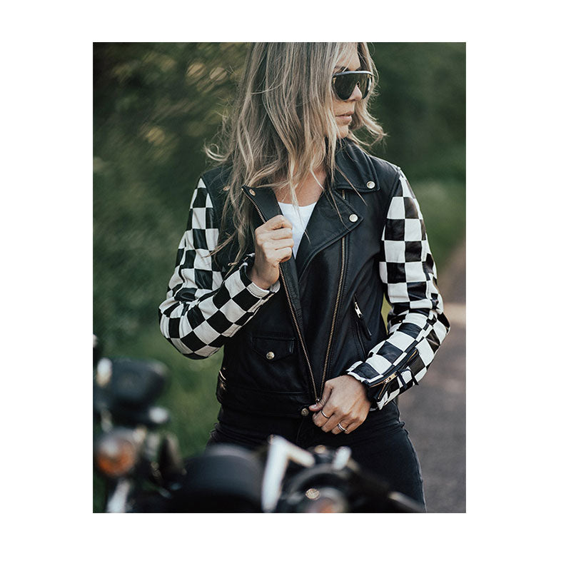 Veste moto femme en cuir homologuée AA – Beth - Eudoxie