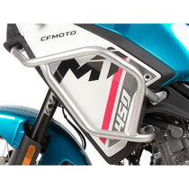 Crash bars reservoir argent Hepco Becker pour CFMOTO 450 MT. Blackpines.fr