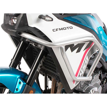 Crash bars reservoir argent Hepco Becker pour CFMOTO 450 MT. Blackpines.fr