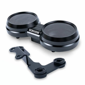 Mini boîtier compteur alu CNC et support acier thermolaqué Bonvent Motorbikes pour Triumph.