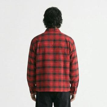 Chemise boxy flanelle MARCUS Morex Custom rouge et noir.