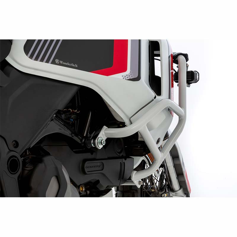 Crash bar blanc Wunderlich pour Ducati DesertX standard. Blackpines.fr