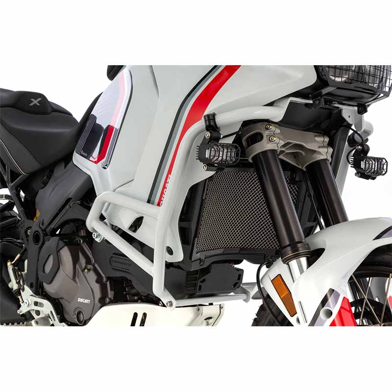 Crash bar blanc Wunderlich pour Ducati DesertX standard. Blackpines.fr