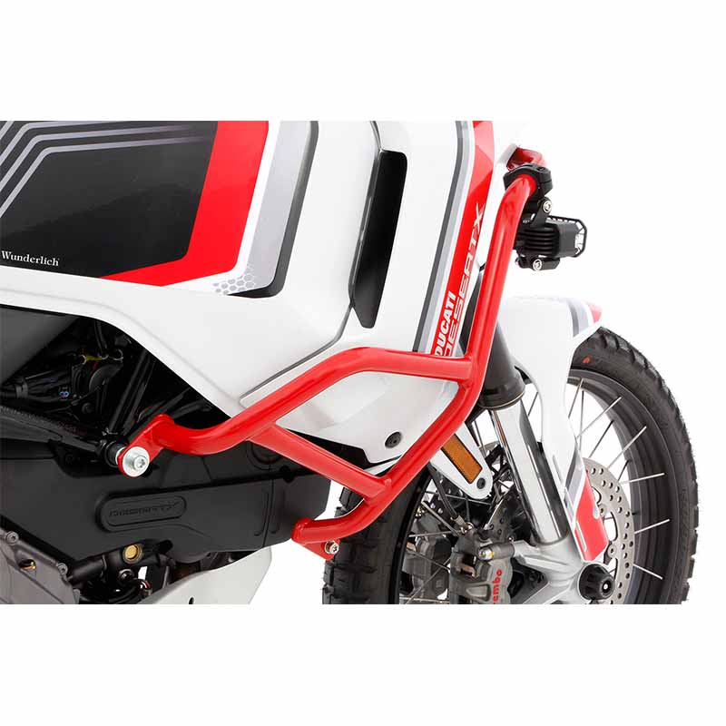 Crash bar rouge Wunderlich pour Ducati DesertX standard. Blackpines.fr