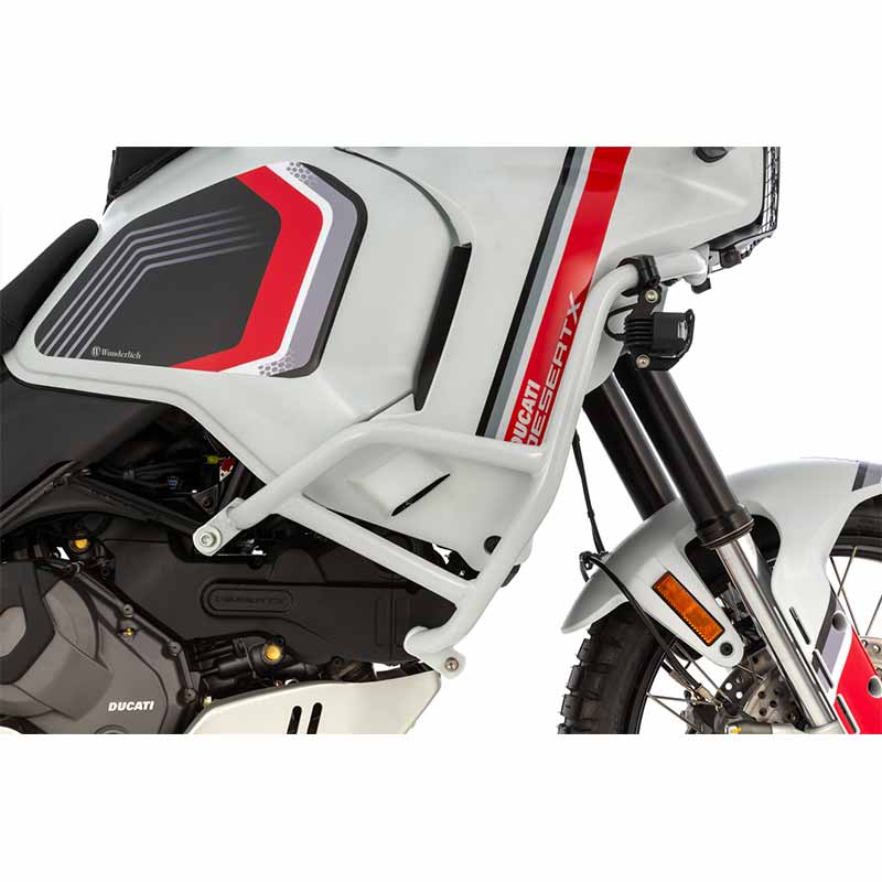 Crash bar blanc Wunderlich pour Ducati DesertX standard. Blackpines.fr