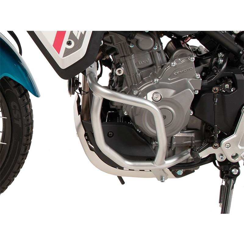 Crash bars moteur argentes Hepco & Becker pour CFMOTO 450MT. Blackpines.fr
