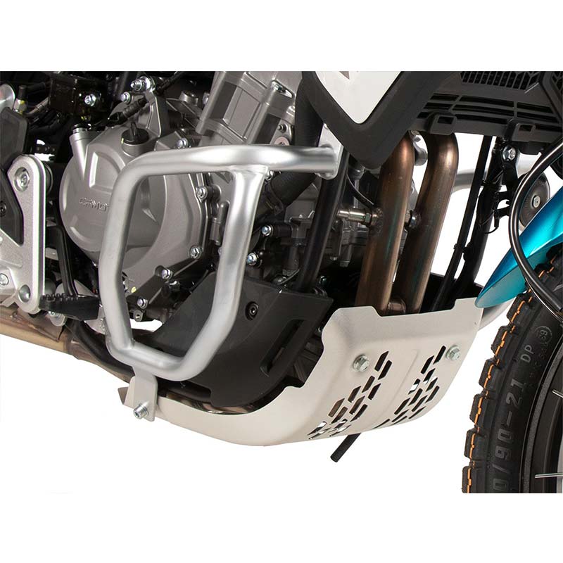 Crash bars moteur argentes Hepco & Becker pour CFMOTO 450MT. Blackpines.fr