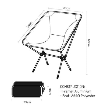 Dimensions chaise de camping Oxford OX759. Blackpines.fr