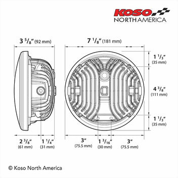 Phare moto LED homologue Zenith de Koso. Blackpines.fr
