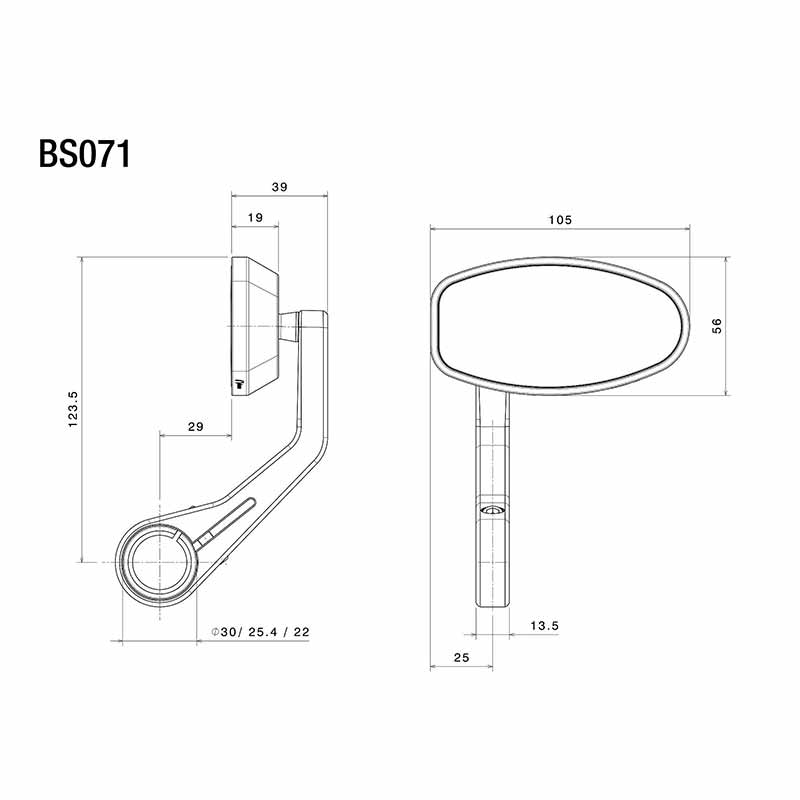 Retroviseur embout de guidon BS071 Rizoma. Blackpines.fr