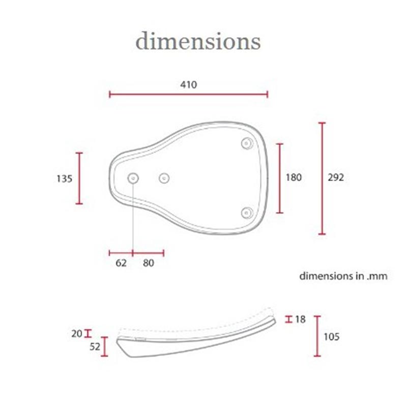 Dimensions selle Bobber solo grande taille C-Racer. Blackpines.fr