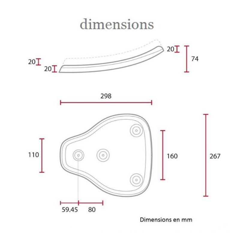 Dimensions selle Bobber solo petite taille C-Racer. Blackpines.fr