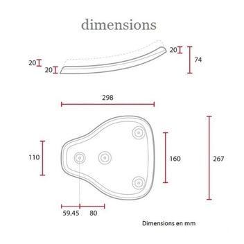 Dimensions selle Bobber solo petite taille C-Racer. Blackpines.fr