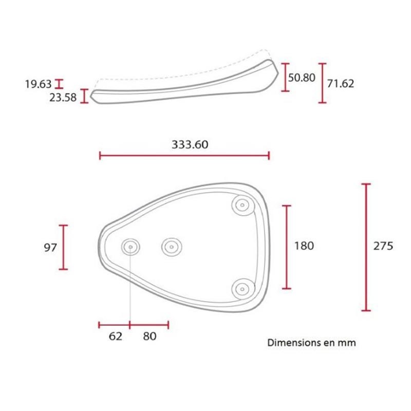 Dimensions selle Bobber solo taille moyenne C-Racer. Blackpines.fr