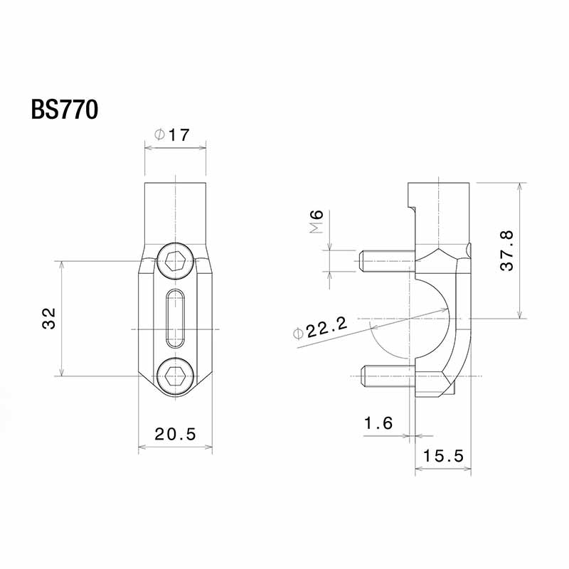 Support de retroviseur moto BS770B Rizoma. Blackpines.fr
