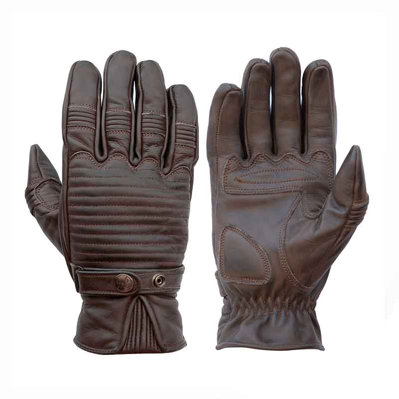 Gants moto homologues cuir marron Garage CE Age of Glory. Blackpines.fr