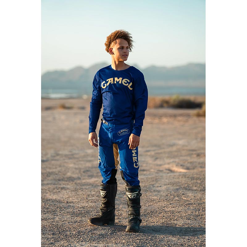 Tenue complète maillot et pantalon MX Camel bleu JT Racing USA.