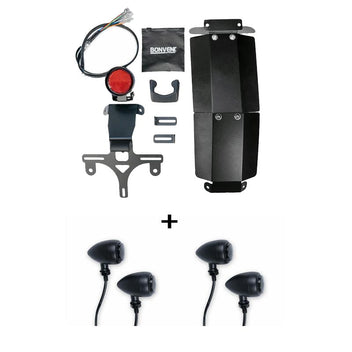 Kit mini-feu arrière LED avec deux paires de clignotants Bullet fumés Bonvent pour Royal Enfield Bear 650.