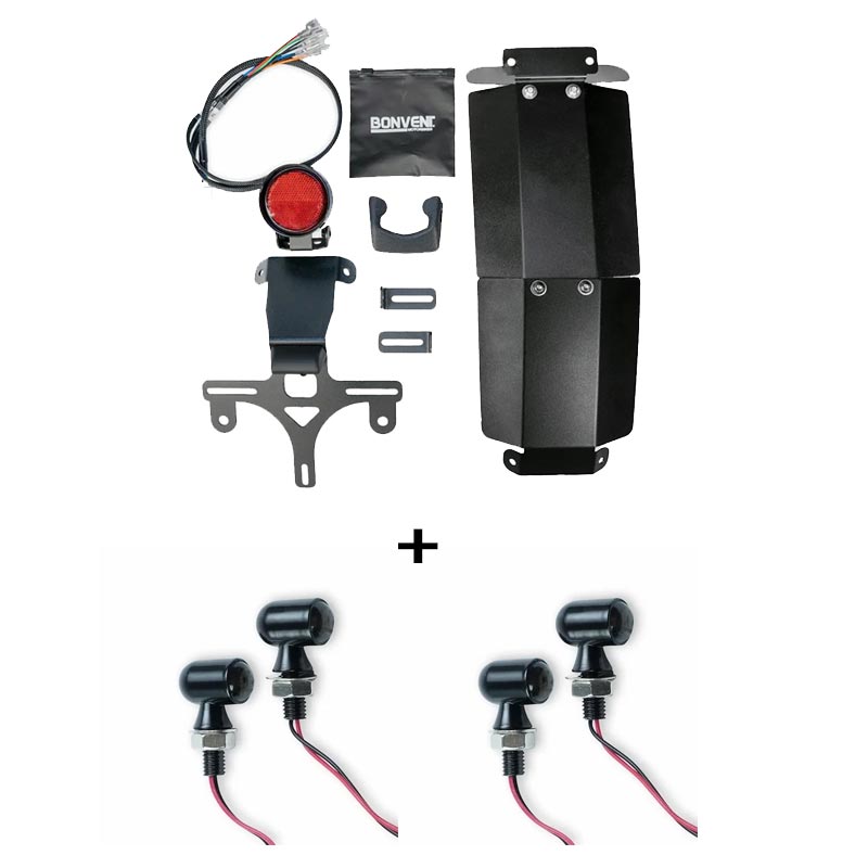 Kit mini-feu arrière LED avec deux paires de clignotants Retro Scrambler Bonvent pour Royal Enfield Bear 650.