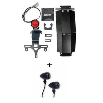 Kit mini-feu arrière LED avec une paire de clignotants Bullet fumés Bonvent pour Royal Enfield Bear 650.