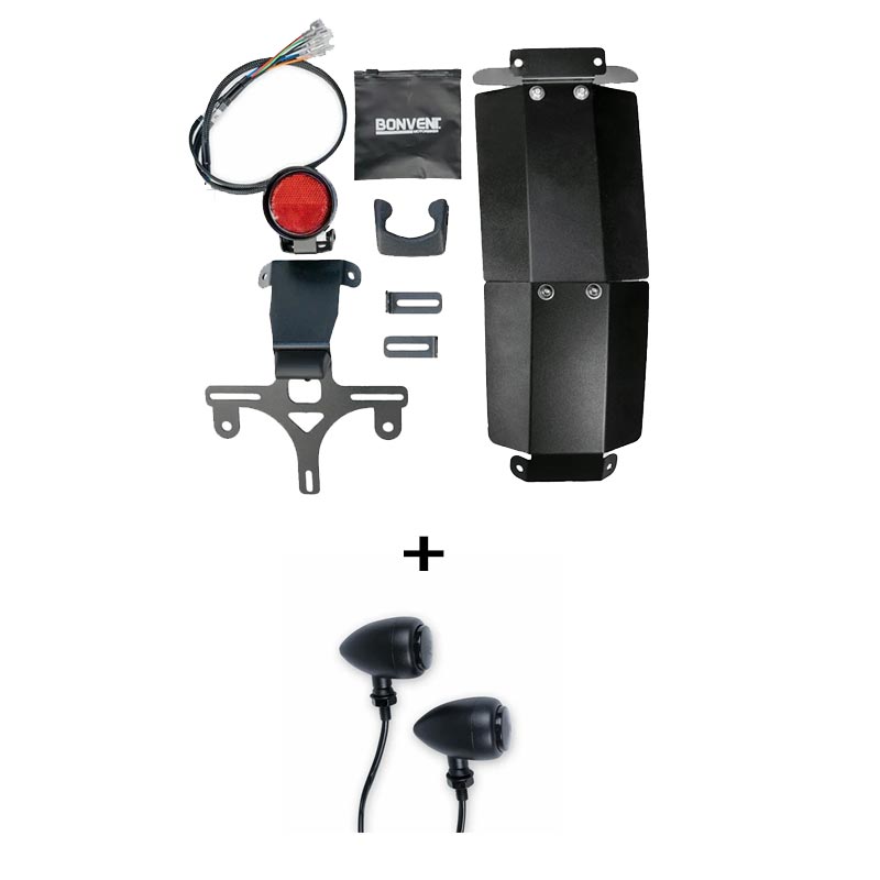 Kit mini-feu arrière LED avec une paire de clignotants Bullet fumés Bonvent pour Royal Enfield Bear 650.