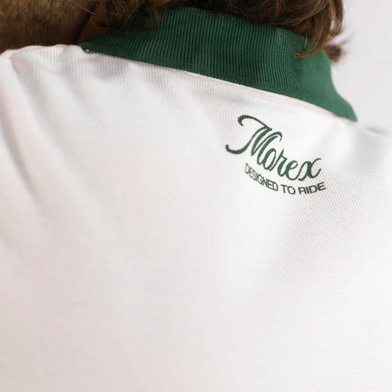 Polo oversize coton nid d'abeille ZARD Morex Custom, écru et vert, logo nuque.