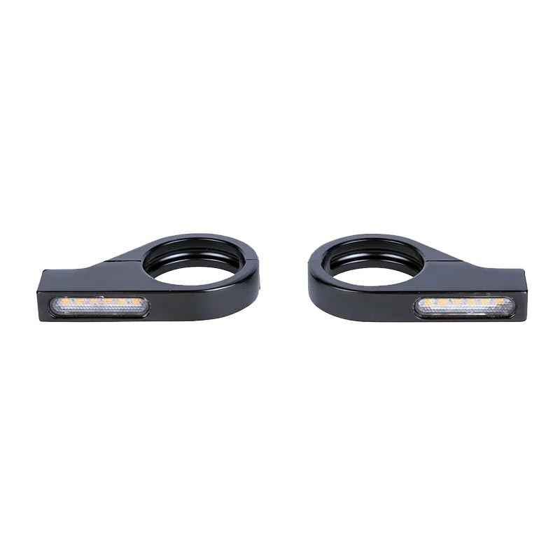 Paire de clignotants moto fixation sur tubes de fourche Bonvent Motorbikes.