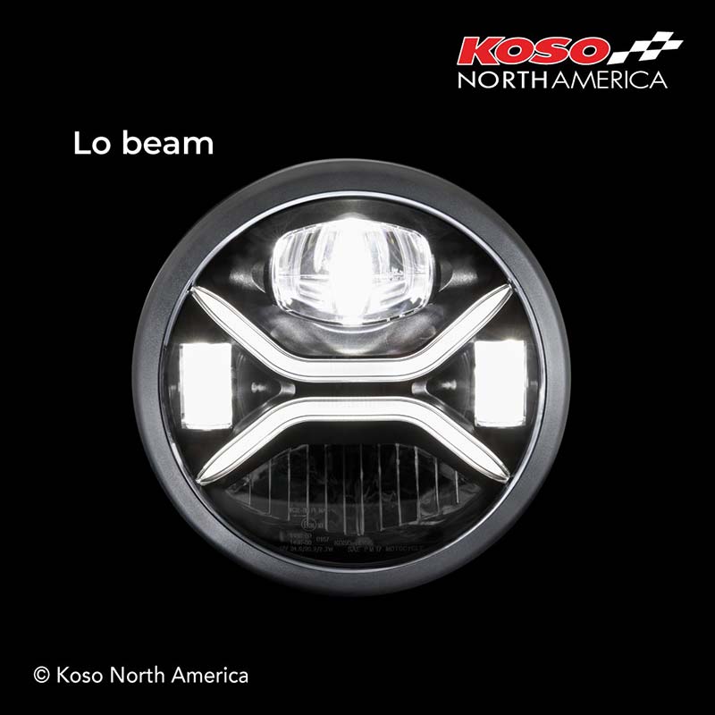 Phare moto LED homologue Zenith de Koso. Blackpines.fr