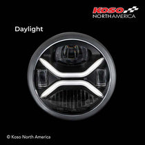 Phare moto LED homologue Zenith de Koso. Blackpines.fr