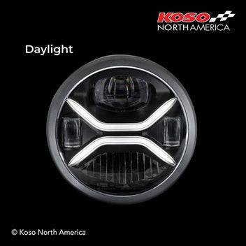Phare moto LED homologue Zenith de Koso. Blackpines.fr