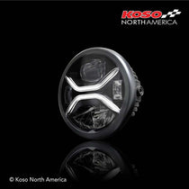 Phare moto LED homologue Zenith de Koso. Blackpines.fr