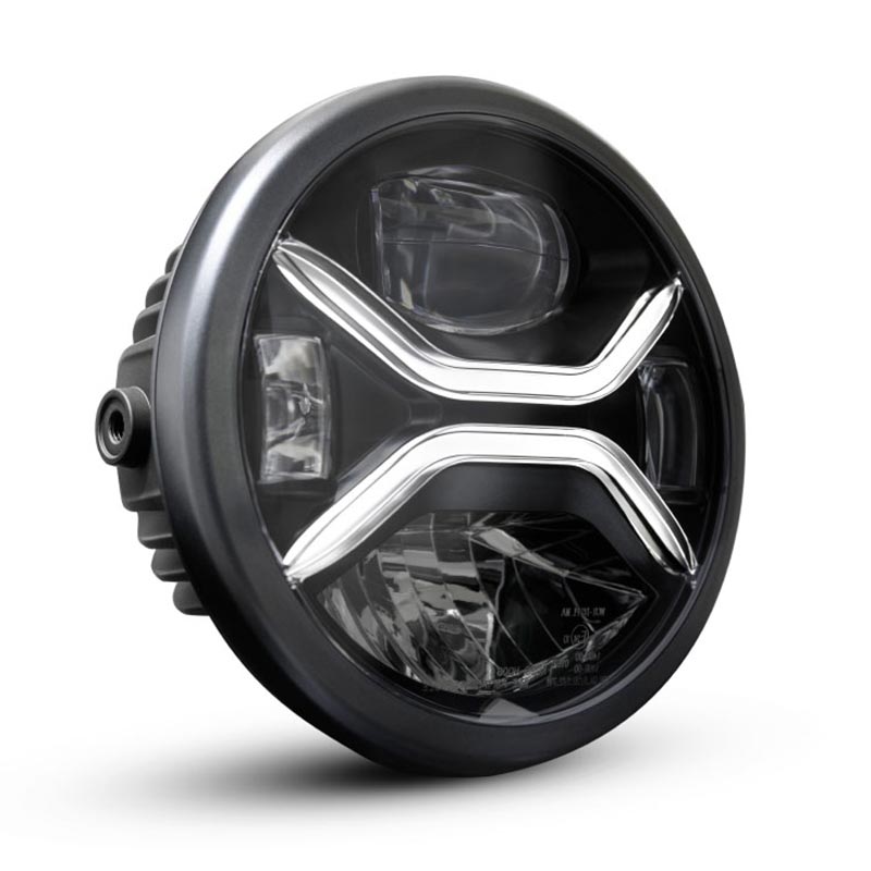 Phare moto LED homologue Zenith de Koso. Blackpines.fr
