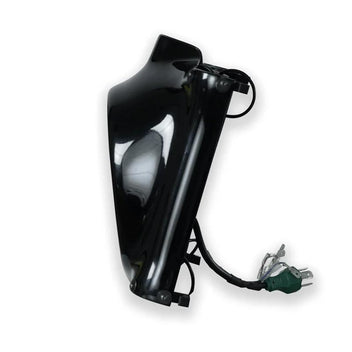 Plaque phare noir brillant pour Royal Enfield 650 Bonvent Motorbikes, vue de profil.