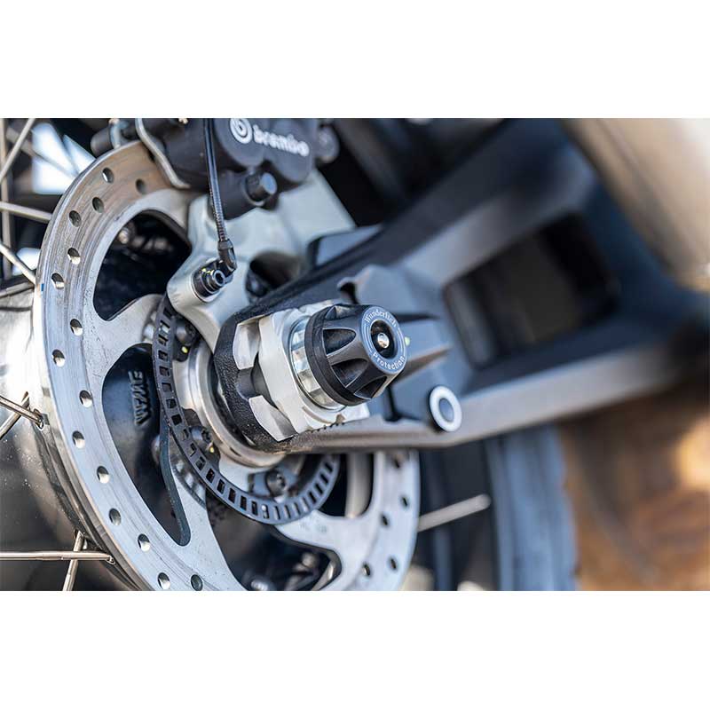 Protection essieu arriere pour Ducati DesertX et Multistrada V4 Wunderlich Doubleshock. Blackpines.fr