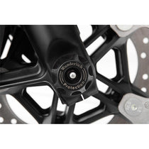 Protection essieu avant Doubleshock Wunderlich pour Harley Pan America 1250. Blackpines.fr