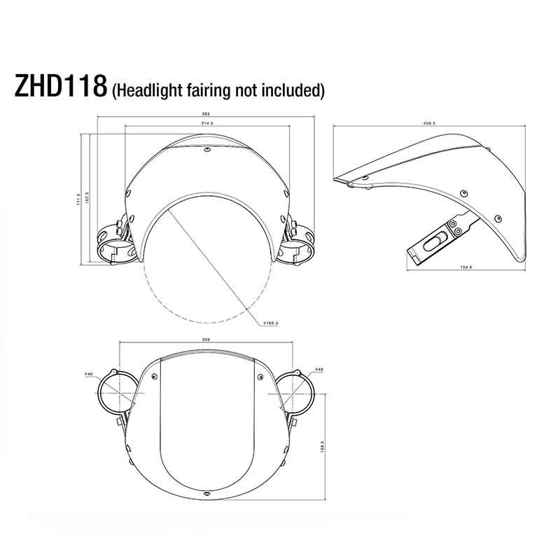 Kit de montage ZHD118BS pour saute-vent ZHD091 Rizoma. Blackpines.fr