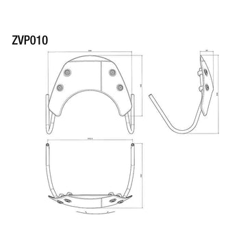 Dimensions du saute-vent Rizoma ZVP010 pour Vespa GTS et GTS Super. Blackpines.fr
