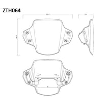 Dimensions saute-vent Rizoma ZTH064B pour Triumph Speed Triple 1200rs. Blackpines.fr 