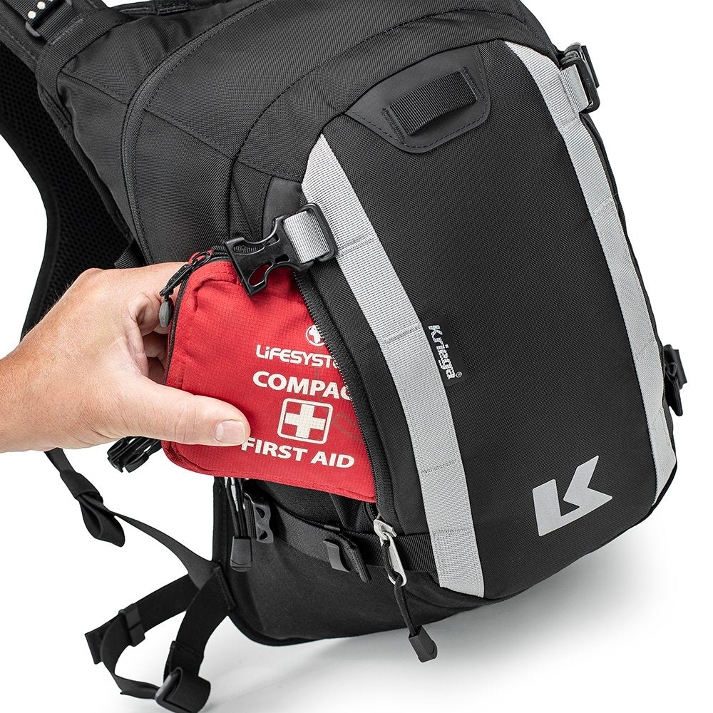 Sac à dos moto Kriega 15 litres R15 noir, poche latérale.