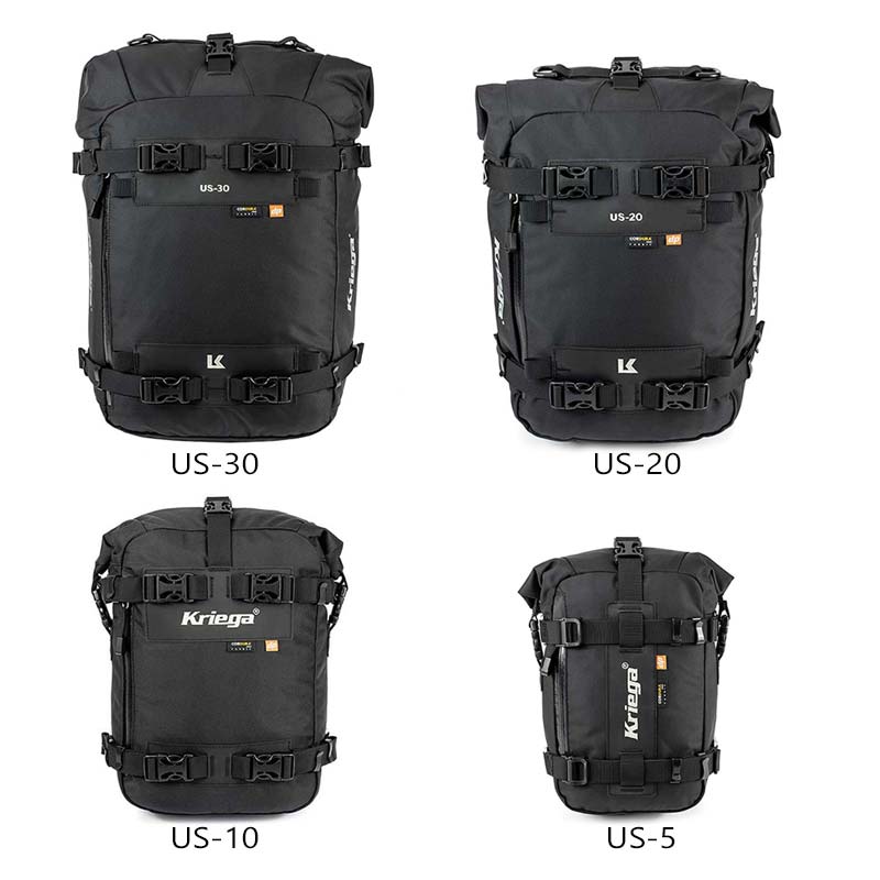 Sacoches moto étanches Kriega Drypack-US, US-5, US-10, US20, US-30.