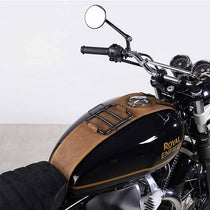 Sangle de reservoir Bonvent en cuir pour Royal Enfield Interceptor. Blackpines.fr