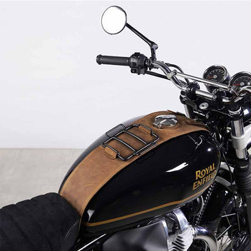 Sangle de reservoir Bonvent en cuir pour Royal Enfield Interceptor. Blackpines.fr