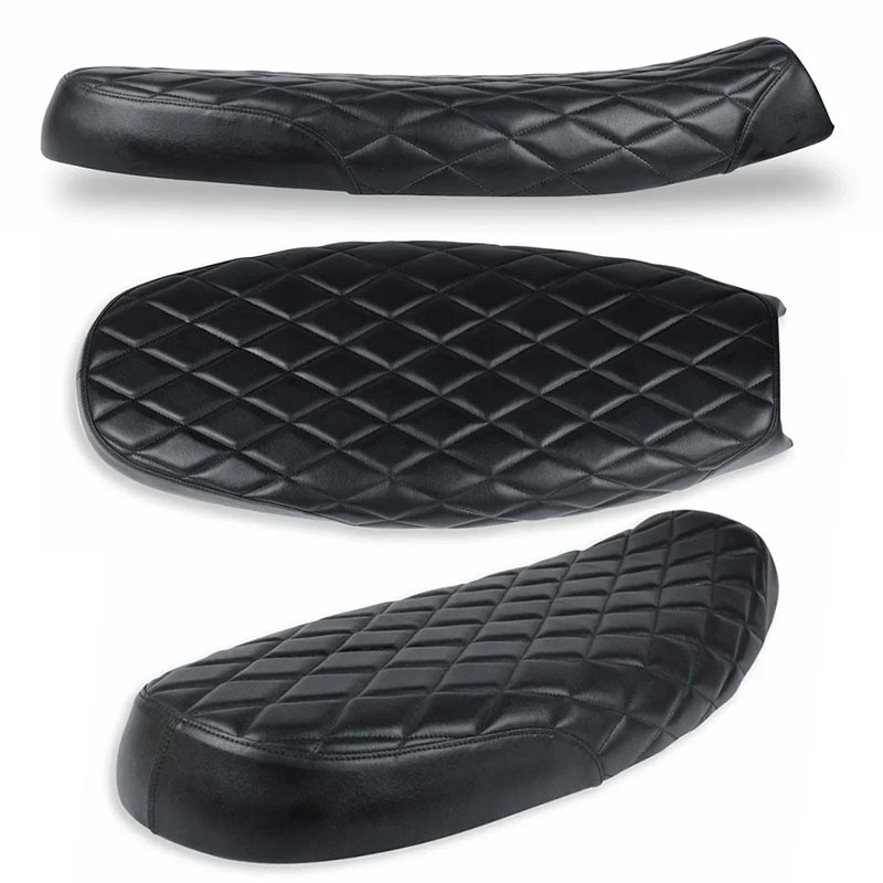 Selle profil bas noire surpiqûres losanges Bonvent Motorbikes pour Triumph Modern Classics.