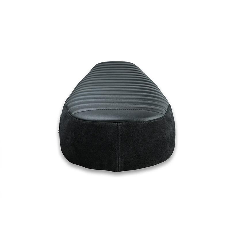 Selle scrambler Classic noire daim pour Royal Enfield Bonvent Motorbikes. Blackpines.fr