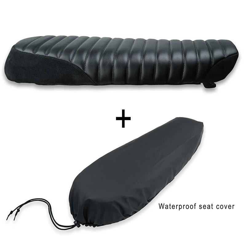 Selle scrambler Classic noire daim pour Royal Enfield Bonvent Motorbikes. Blackpines.fr