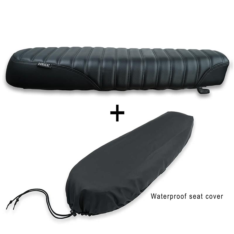 Selle scrambler Classic noire pour Royal Enfield Bonvent Motorbikes. Blackpines.fr