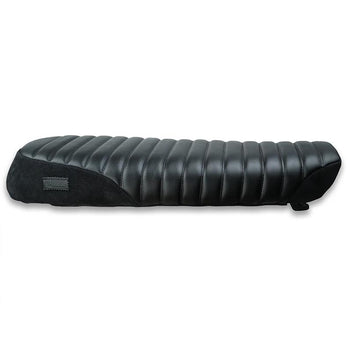Selle scrambler Classic noire daim pour Royal Enfield Bonvent Motorbikes. Blackpines.fr