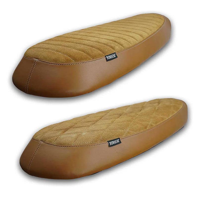 Selle plate Classique marron Bonvent Motorbikes pour Interceptor et Continental GT. Blackpines.fr