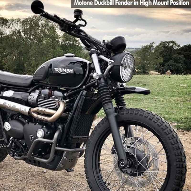 Support garde-boue avant sureleve Motone pour Triumph Twins. Blackpines.fr