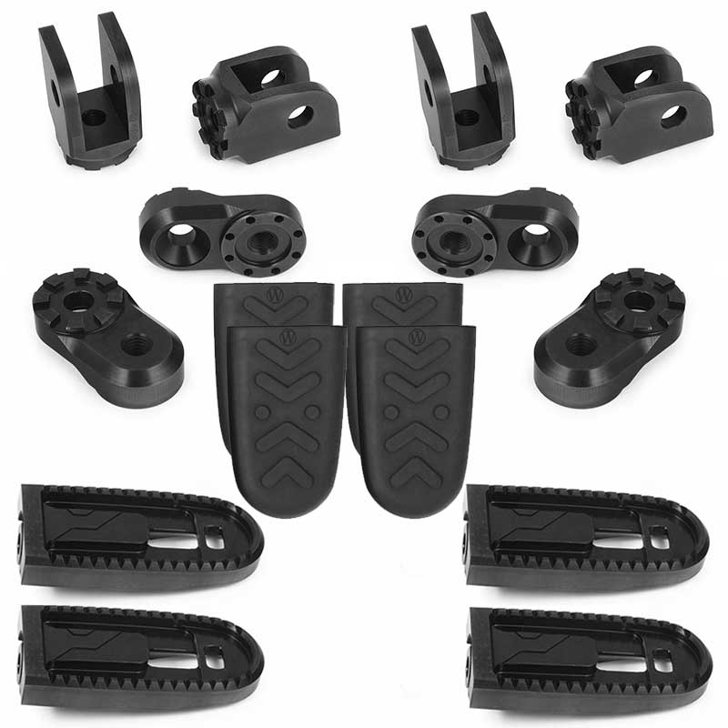 Systeme complet repose-pieds Vario EVO1 noir 23mm Wunderlich. Blackpines.fr